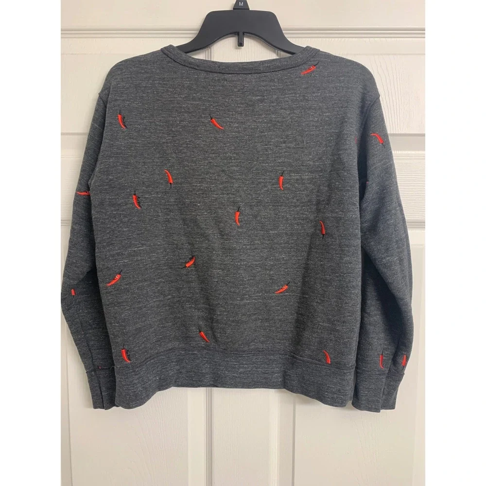Scotch & Soda Spicy Sunday Chili Pepper Embroidered Sweatshirt Grey XS - Picture 3 of 10